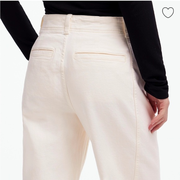 Madewell Tapered Denim Trousers Vintage Ivory Relaxed High Waist US 23 NWT - Picture 2 of 14